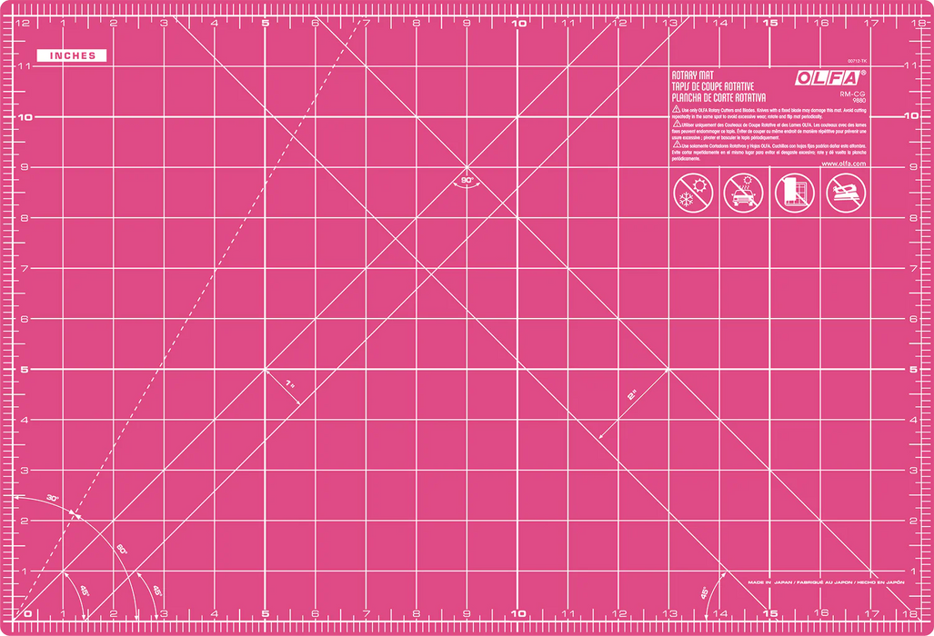 Olfa RM-CG/PIK 12" x 18" Double-Sided, Self-Healing Rotary Mat, Pink