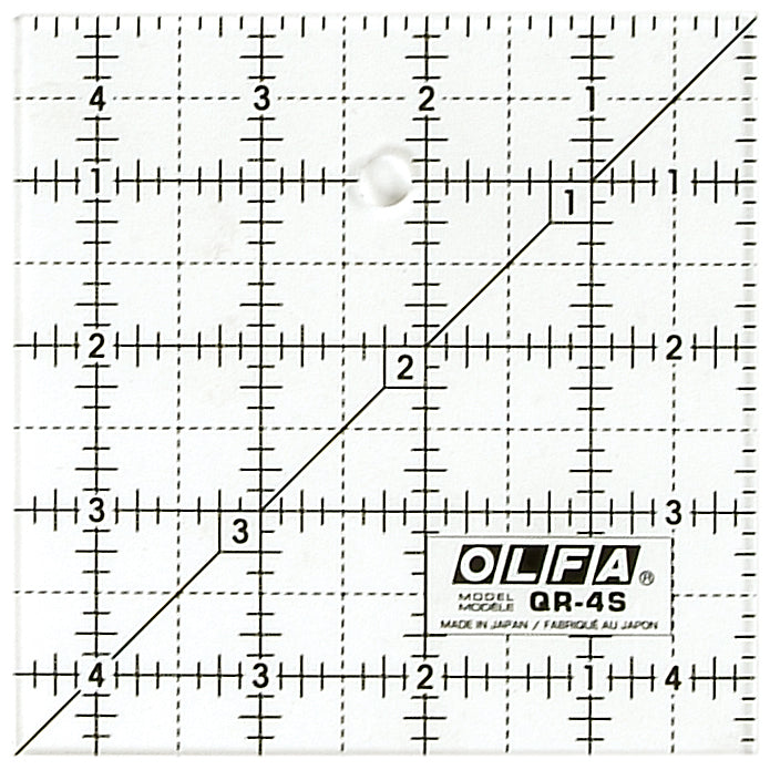 Olfa QR-4S 4 1/2" Square Acrylic Ruler Non-Slip, Frosted