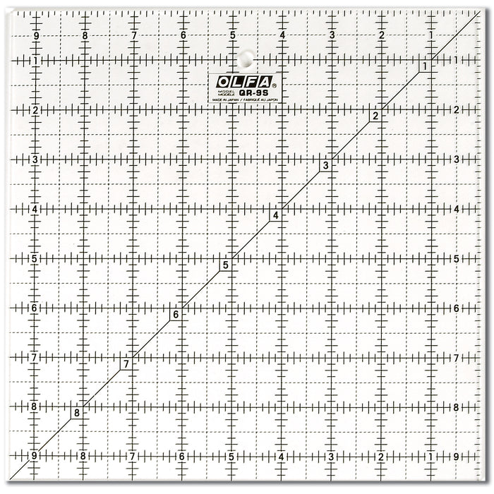 Olfa QR-9S 9 1/2" Square Acrylic Ruler Non-Slip, Frosted
