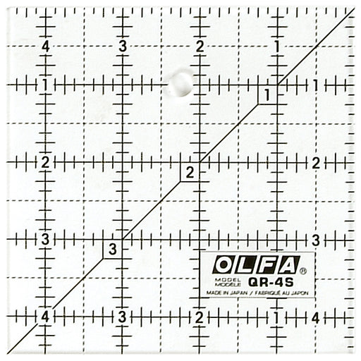 Olfa QR-4S 4 1/2" Square Acrylic Ruler Non-Slip, Frosted 