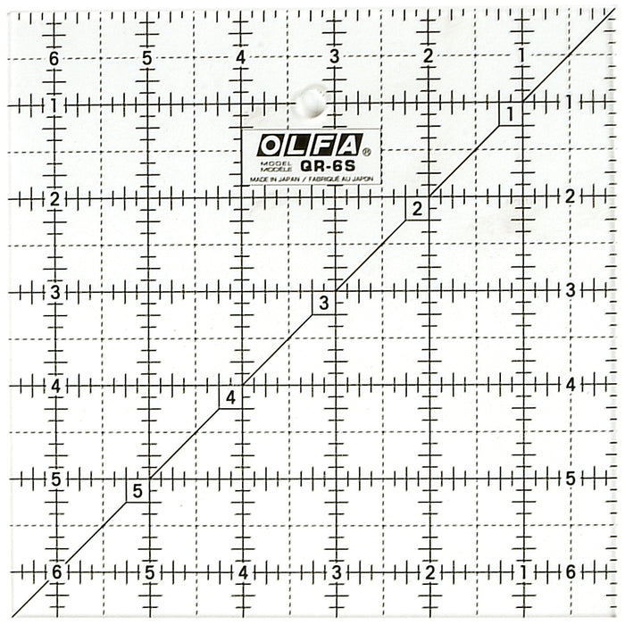 Olfa QR-6S 6 1/2" Square Acrylic Ruler Non-Slip, Frosted