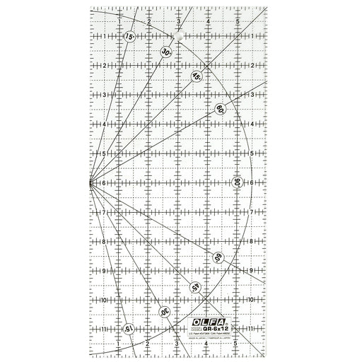 Olfa QR-6x12  6" x 12" Acrylic Ruler Non-Slip, Frosted