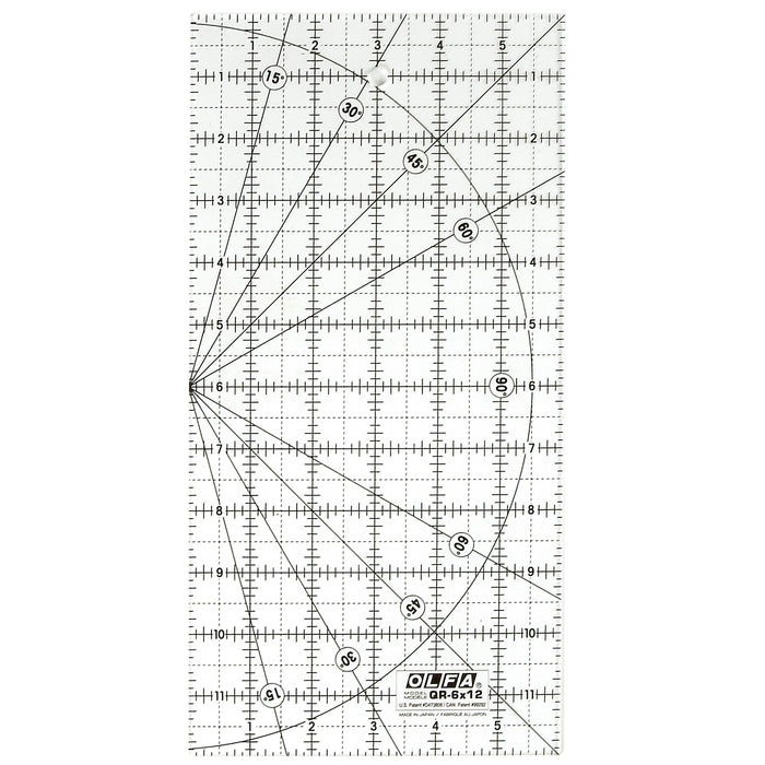 Olfa QR-6x12  6" x 12" Acrylic Ruler Non-Slip, Frosted